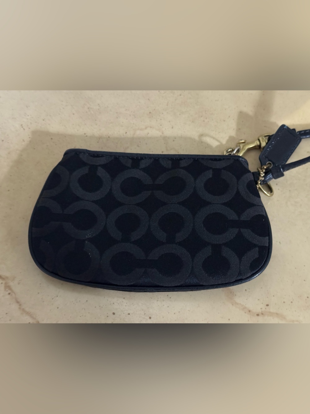 Coach Black Signature Wristlet with Gold Horse & Carriage Emblem - Picture 7 of 7